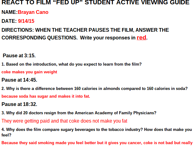 fed up movie worksheet answers